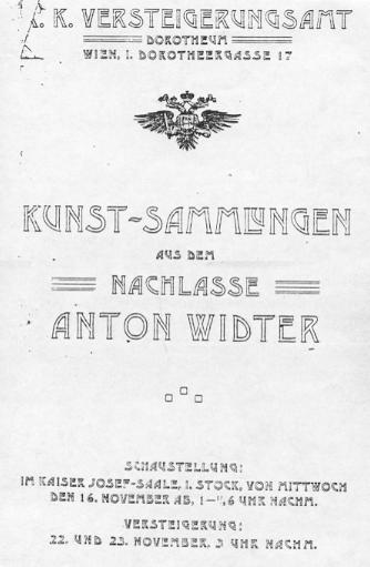 Titelblatt des Versteigerungskataloges, 1910