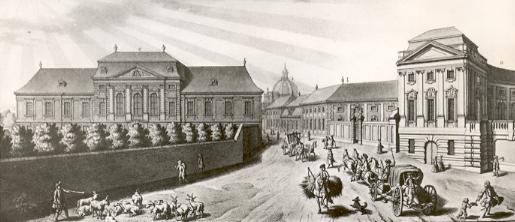 Der Anfang des Rennwegs 1737, links das Palais Oekkl