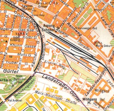 Im Zentrum des Planausschnittes finden Sie den Arsenalweg