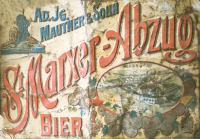 Reklametafel der St. Marxer Brauerei