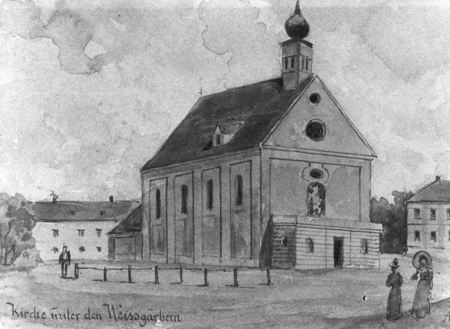 Das Wei�gerber Margarethenkirchlein (Zeichnung von Adolf Albin Blamauer)